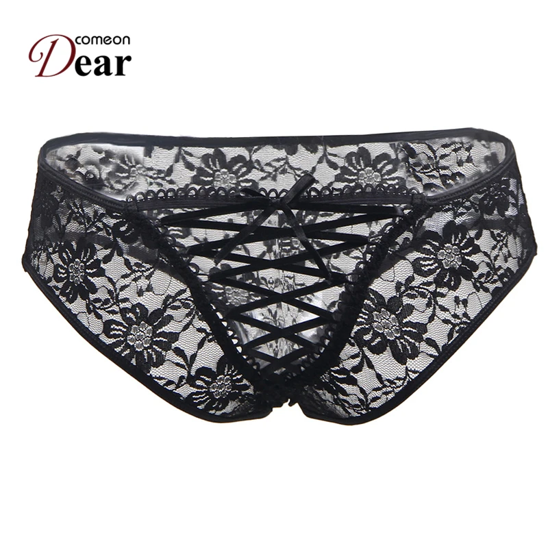 

Comeondear Woman Panties Sexy Femme Women Lace Lingerie Sous Vetement Femme PB5155 3XL Plus Size Sexy Black Lace Strappy Panty