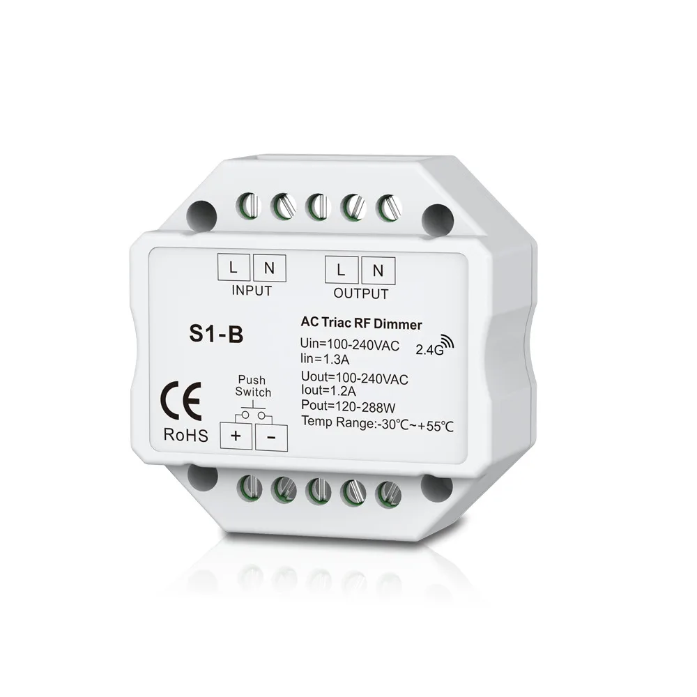 100-240VAC AC Triac RF кнопочный диммер и переключатель Knx-N автобус усилитель высокой мощности AC Triac Led диммер контроллер для светодиодных светильников Di