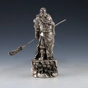 

Collectable Tibet Silver Hand Carved General Guanyu Statue