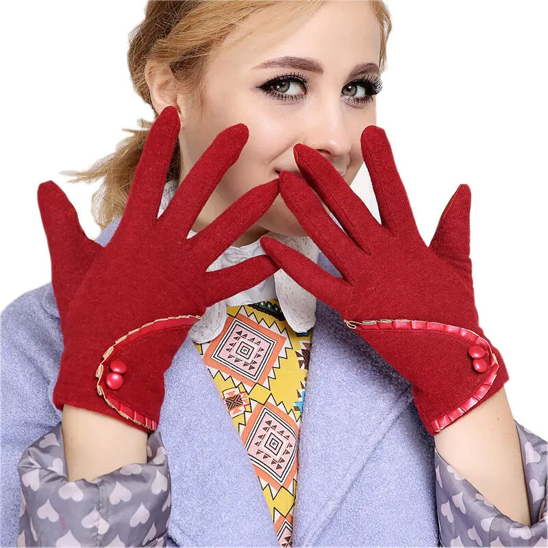 

High Quality Heart Wool Warm Gloves Ladies Women's Winter Touch Screen Gloves For Smart Phone Tablet Full Finger Mitten Glove