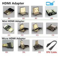 FPV Micro HDMI Mini HDMI 90 градусов адаптер 5 см-100 см FPC лента плоский HDMI кабель шаг 20pin для Multicopter аэрофотосъемки