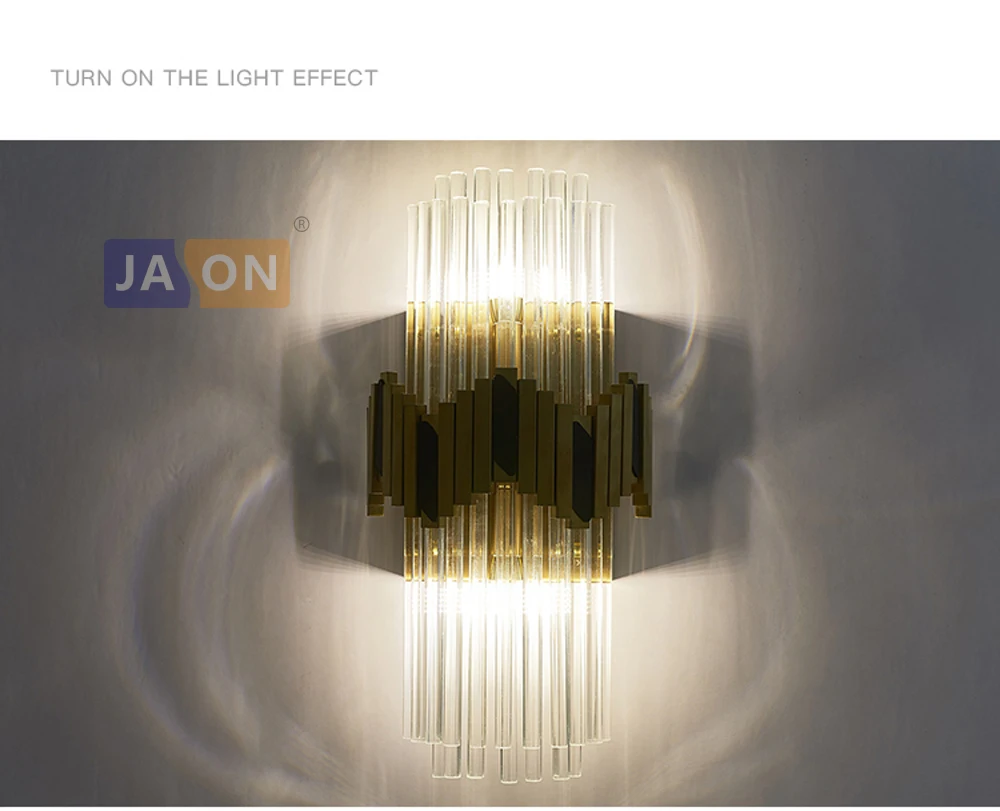 Светодиодный e14 постмодерн из нержавеющей стали кристально-золотой прозрачный светодиодный светильник настенный светильник бра для фойе спальни