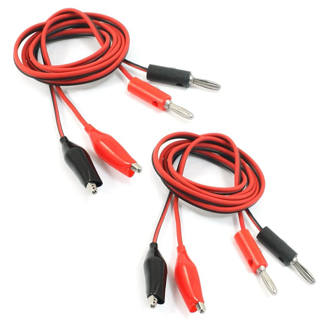1m Banana Plug to Crocodile Alligator Clip Multi Meter Test Leads Red /& Black