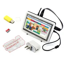Micro PC Raspberry Pi Accessory F =RPi 7inch HDMI LCD Capacitive Touch Screen + Bicolor Case+ 16GB Micro SD card + Power Adapter
