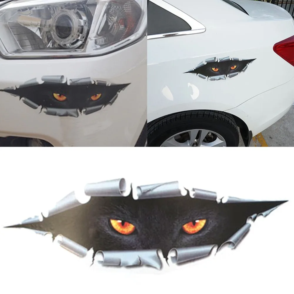 

1Pcs Car-Styling Funny 3D Simulation Monster Leopard Eye Peeking Sticker Car Auto Window Mirror Trucks Fridge Whole Body #280968