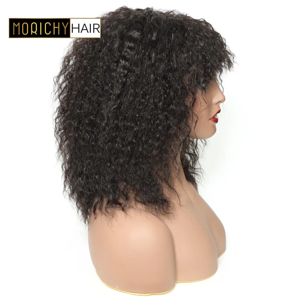 MORICHY Short Cut Human Hair Wigs  Brazilian Puffy Afro Kinky Straight Machine Made Wig Natural Black Color Non-Remy Human Hair