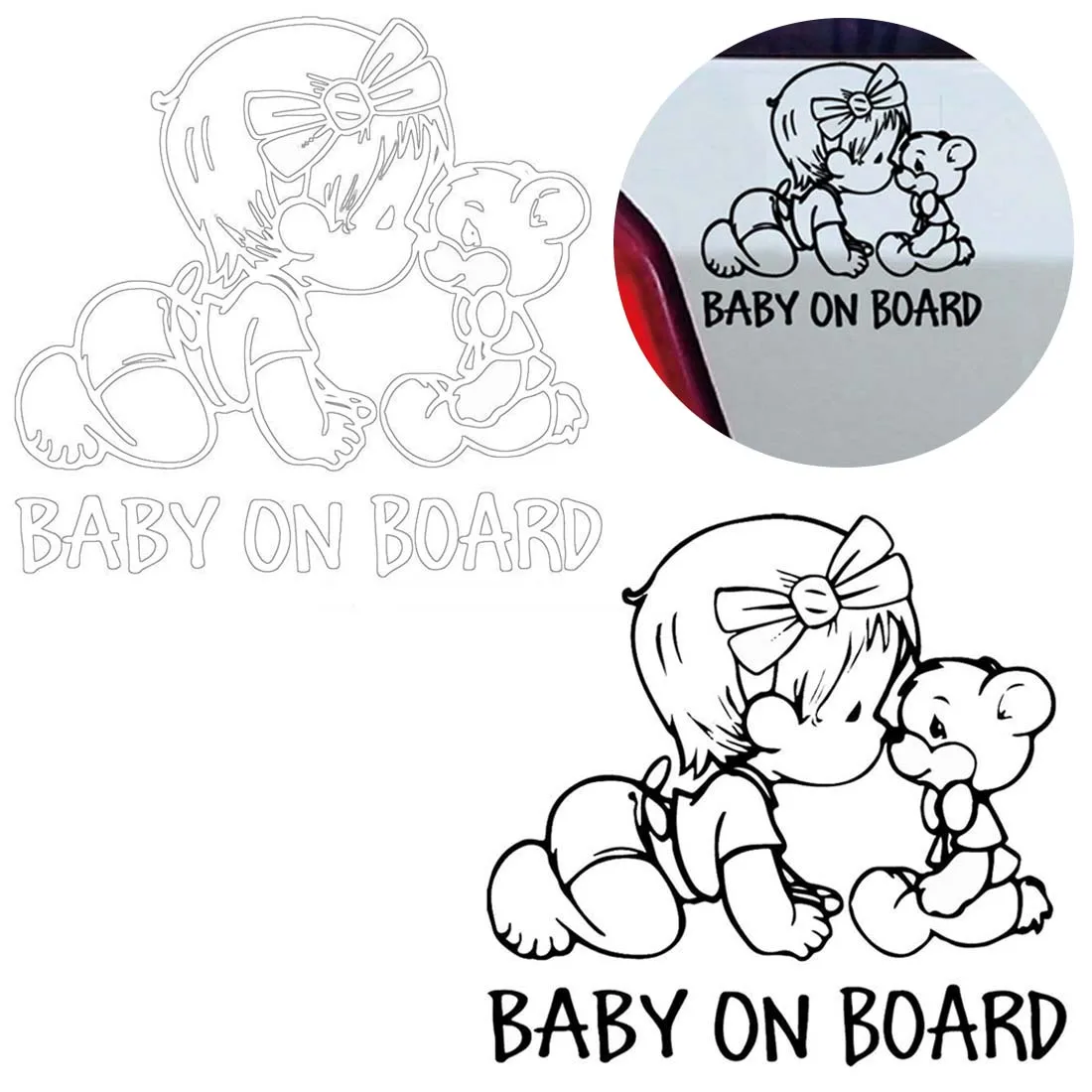

Dewtreetali 2018 New car window sticker cute funny Baby on board car stickers car safety warning baby girl sticker
