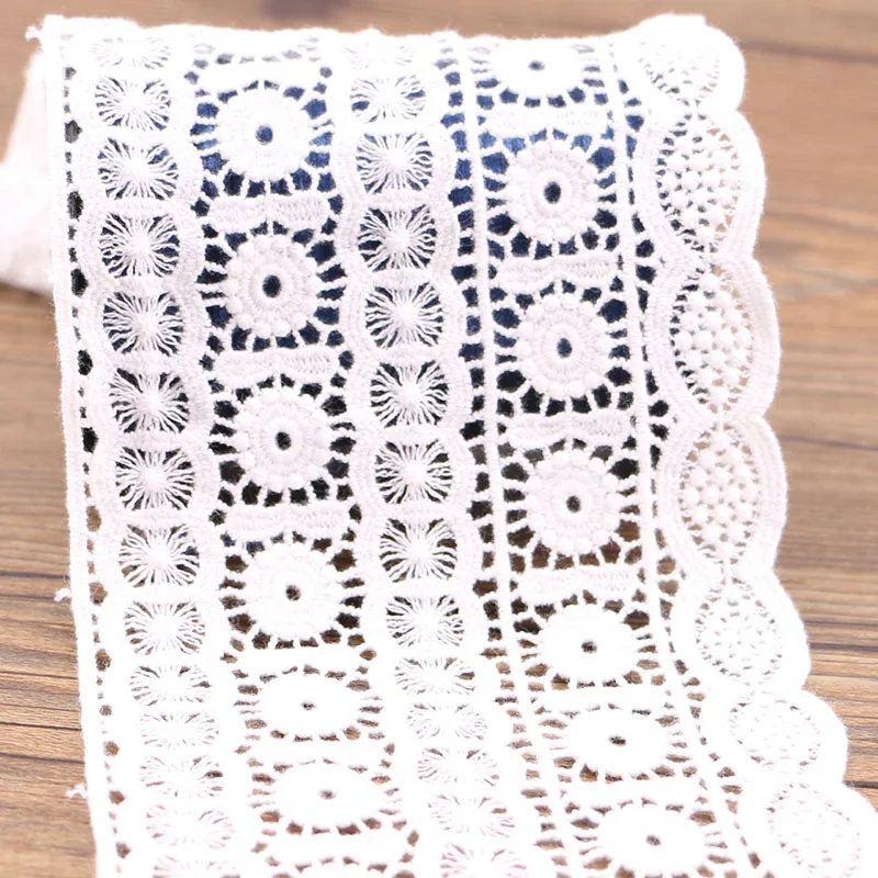 1 ярдов белой красивой хлопковой кружевной ткани с сатиновым шитьем ручной работы DIY Кружева Швейные принадлежности