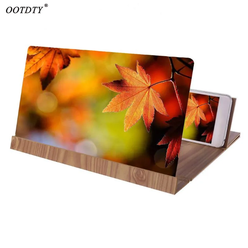 

OOTDTY 3D Amplifying 12 Inch Desktop Wood Bracket Mobile Phone Video Screen Magnifier Amplifier Holder Mount