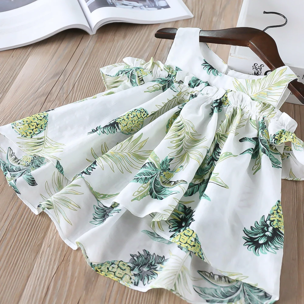 Hurave-2018-New-baby-Girl-clothes-Children-Summer-strapless-shirts-dresses-Kids-Clothes-crew-neck-ruffles