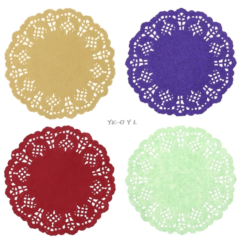 

Creative Craft Colorful Lace Paper Mats Coasters Placemats Wedding Events Party Table Gift Decoration 100pcs/pack