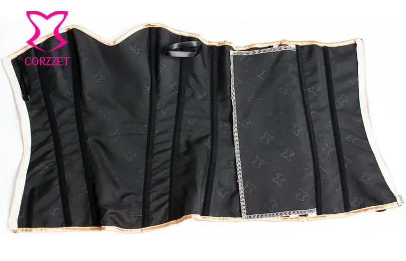 Corzzet стимпанк сексуальное бежевое атласное бюстье без бретелек корсет топ на молнии Boned Бюстье Corselet Korsett для женщин готическая одежда