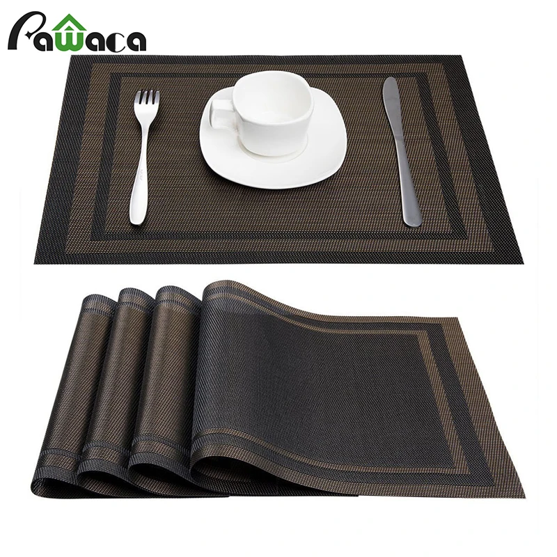 

4 Pcs/lot Placemat PVC Dining Table Mat Disc Bowl Pad Cup Coasters Waterproof Table Cloth Pad Slip-resistant Pad Table Decor