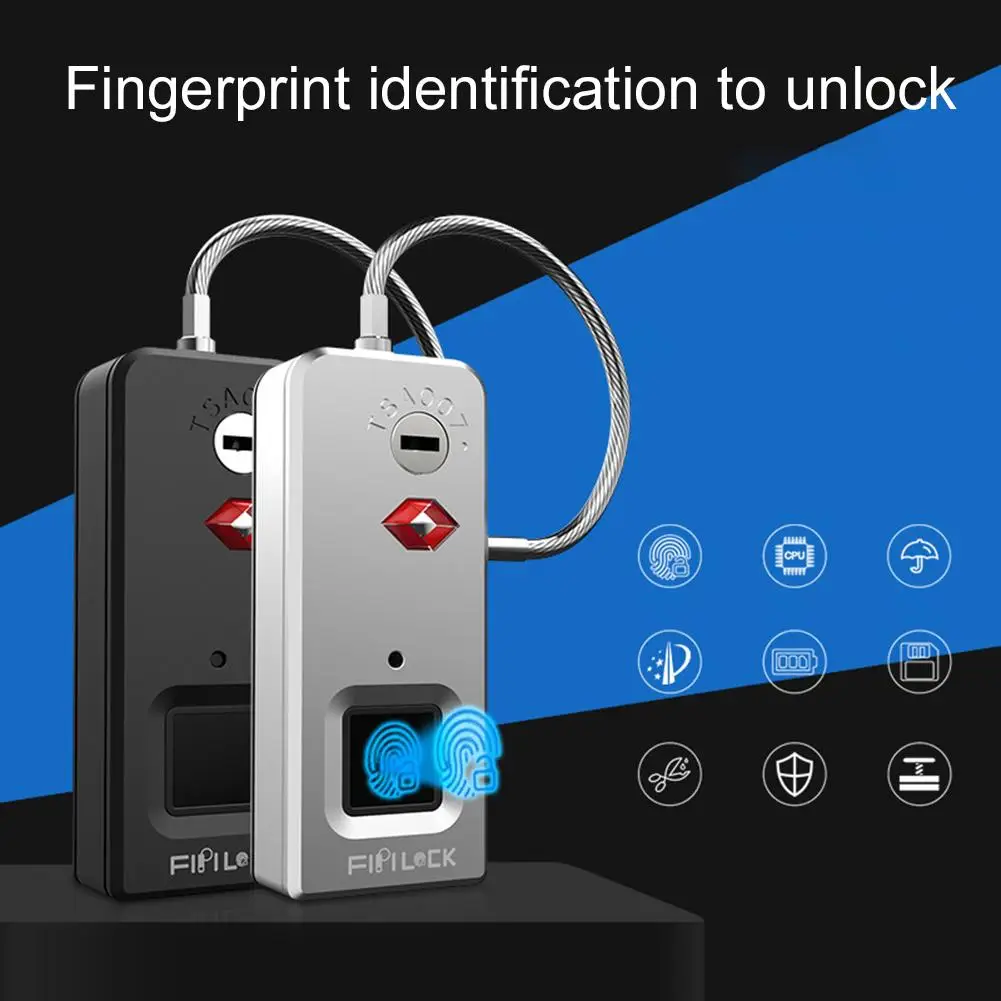 

Fipilock Fingerprint Padlock USB Rechargeable Waterproof Anti-Theft Security Smart Keyless Luggage Case Home Quick Unlock Lock