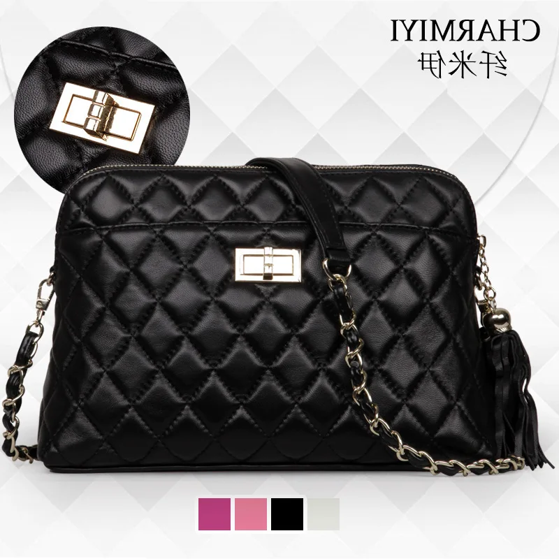 

Genuine Leather Woman Sheepskin Diamond Shoulder Bag Fashion Handbag Totes Pretty Sexy Function Shoulder Bag