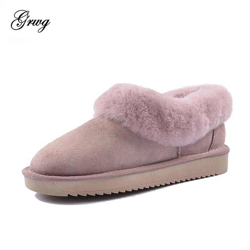

GRWG 100% Genuine Sheepskin leather Snow boots women Top quality Australia Boots Winter Boots for women Warm Botas Mujer
