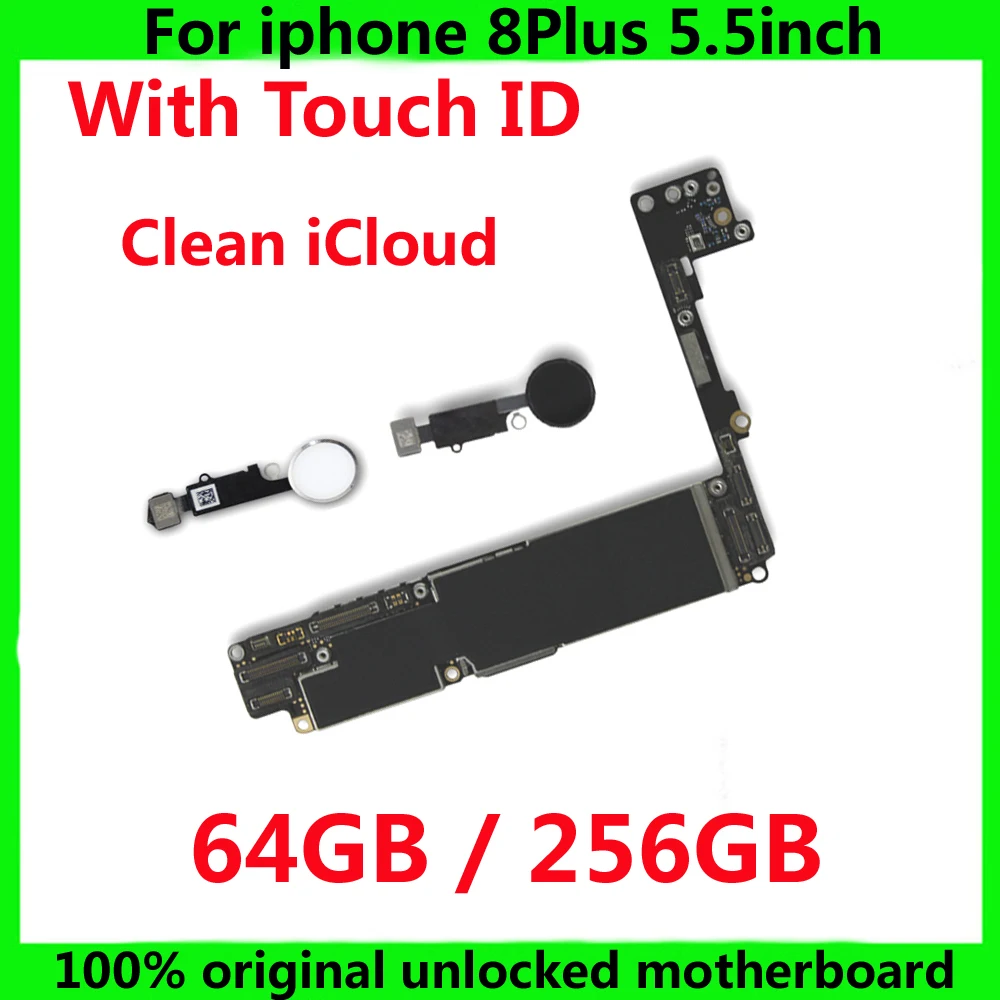 

Original IOS system board for iphone 8Plus 64gb 256gb unlocked motherboard With / Without touch ID For iphone 8 Plus mainboard