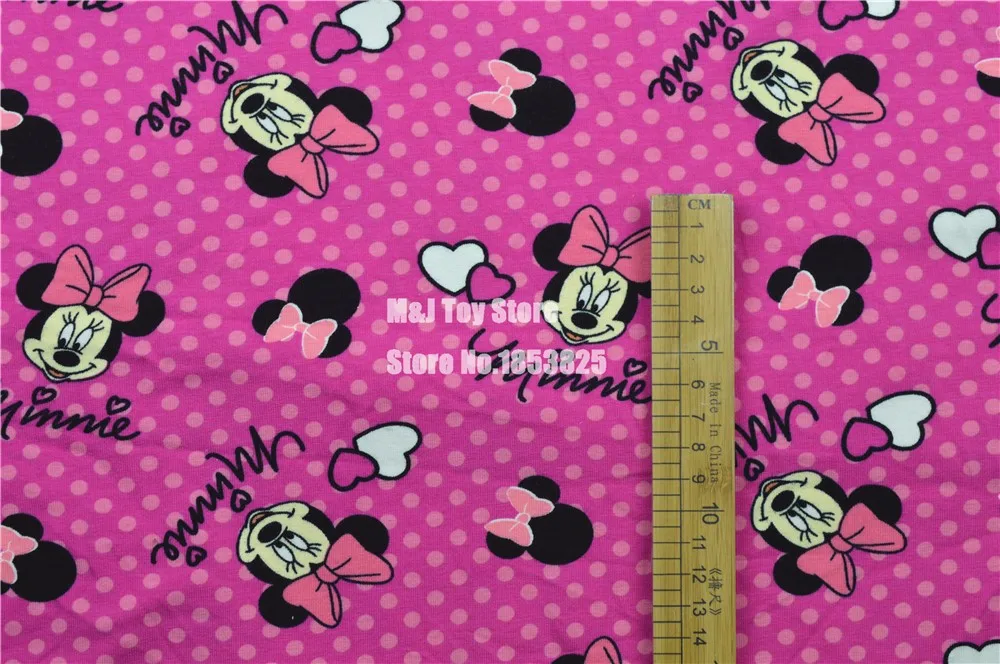 50*150 см мультфильм Микки Минни эластичность вязанная хлопковая ткань для шитья «сделай сам» Лоскутная работа девочка рубашка одежда Текстиль