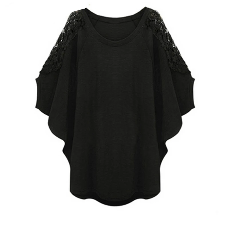 Summer Loose Bat Short-sleeved t-shirt femme Lace Patchwork T-shirt Plus Size 5xl 6xl Hollow Out tshirt Tops Women Army Green Summer Loose Bat Short-sleeved t-shirt femme Lace Patchwork T-shirt Plus Size 5xl 6xl Hollow Out tshirt Tops Women Army Green