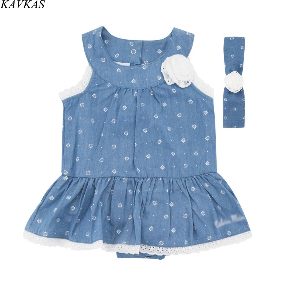 

KAVKAS Newborn Cute Floral Sleeveless Romper + headband Baby Bodysui Girls Clothes Set