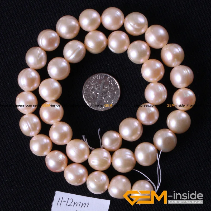 Pearl:11-12mm Round Genuine Freshwater Pearl Beads Strand 15