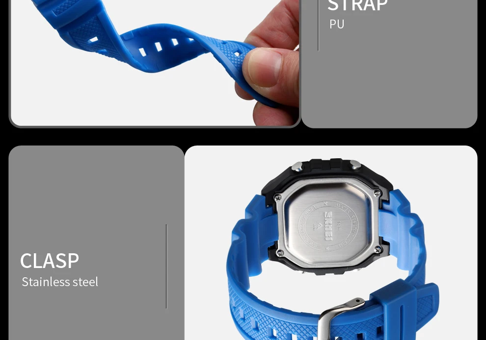 SKMEI 1496 Sport Watch Men Digital Watches 5Bar Waterproof Alarm Military