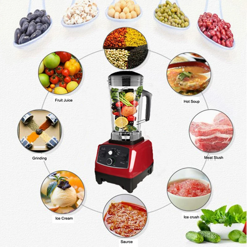 Billige BPA Freie Kommerzielle Grade Timer Mixer Mixer Heavy Duty Automatische Obst Entsafter Küchenmaschine Eis Brecher Smoothies 2200W