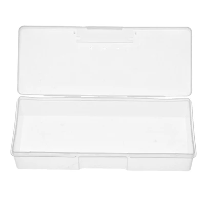 Пластиковая прозрачная коробка для хранения инструментов для ногтей Стразы для ногтей, украшения, буферные файлы Шлифовальные, органайзер, чехол, коробка 193x80x39 мм - Цвет: Белый