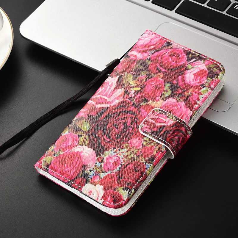 Для Xiaomi Redmi Note 4X3, 4, 5, 6, 7 Pro F1 4A 5A 6A mi 5X A1 5 5S A2 lite чехол ТПУ кожаный бумажник чехол мягкий чехол для задней крышки из Red mi Go - Цвет: rose flower