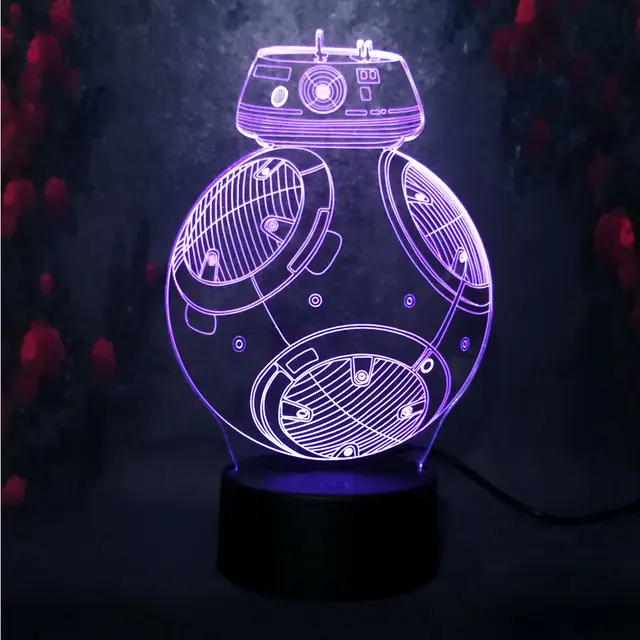 Asmarluxx 3D luz nocturna creativa caliente LED Star War BB9E máquina modelo decoración mesa lámpara de escritorio aplicar bebé sueño Niño estudio de atenuación - Imagen 4