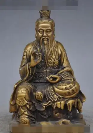 

S3670 7"Chinese myth Taoism bronze Sitting High Lord Laojun Taoist Buddha God Statue