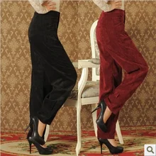 Зима осень весна высокая талия вельветовые женские брюки свободные шаровары плиссированные длинные женские брюки
