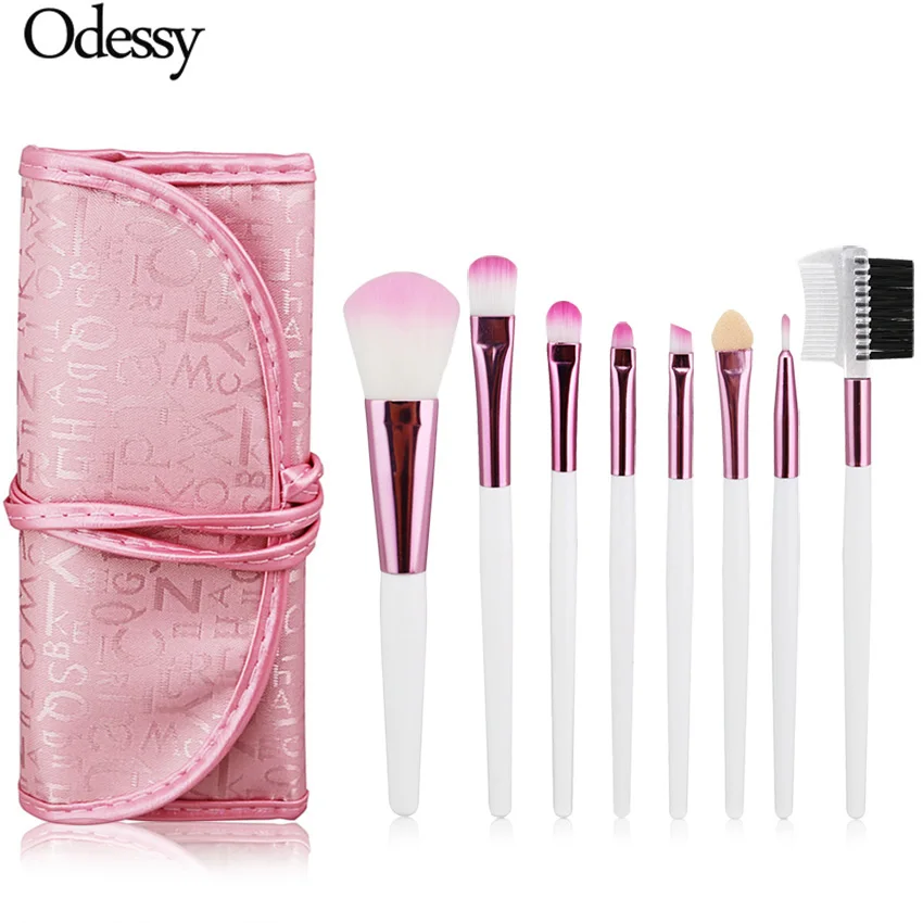 

ODESSY Makeup Brush Eyeshadow Brushes Professional Make Up Brush Set Eye Brushes for Makeup Eyebrow Comb 8 PCS Pink with Case