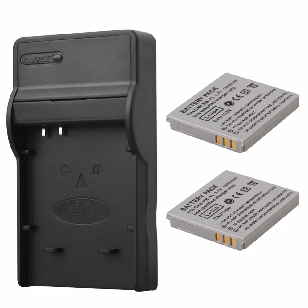 

2x 1000mAh NB-4L Li-ion Battery Pack+ Charger for Canon IXUS 30 40 IS 117 220 PowerShot SD1000 SD430 Wireless SD450 TX1 SD200