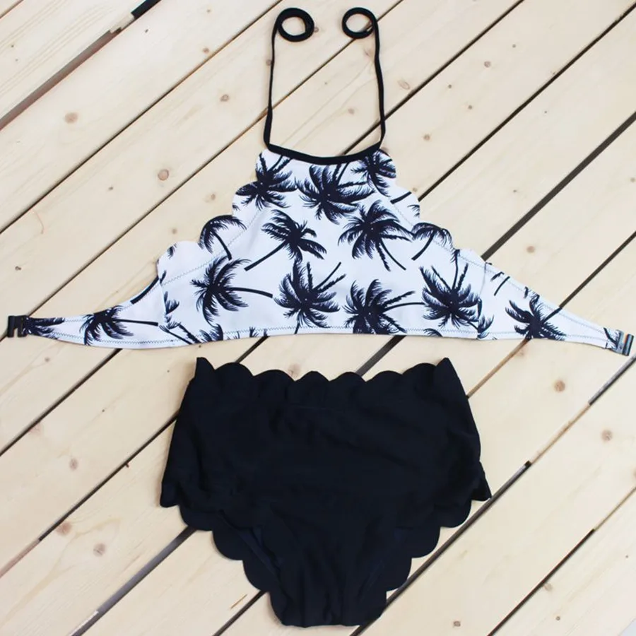 2017 Cutest Bikini Coconut Tree Printed Swimsuit Women Swimwear Strappy ...