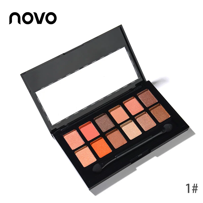 NOVO fashion 12 цветов матовые тени для век Металлические пигмент телесный Корейская