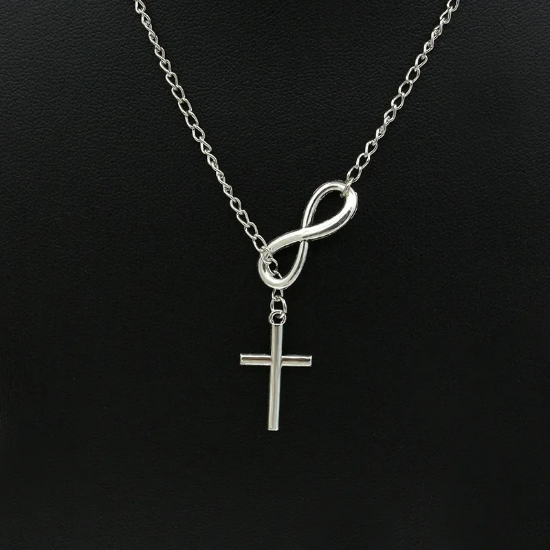 Unique Fashion Jewelry Infinity 8 Bit Minimalist Luck Cross Pendant Necklace Best Friend Chain Necklaces for Women Wholesale - Image 2