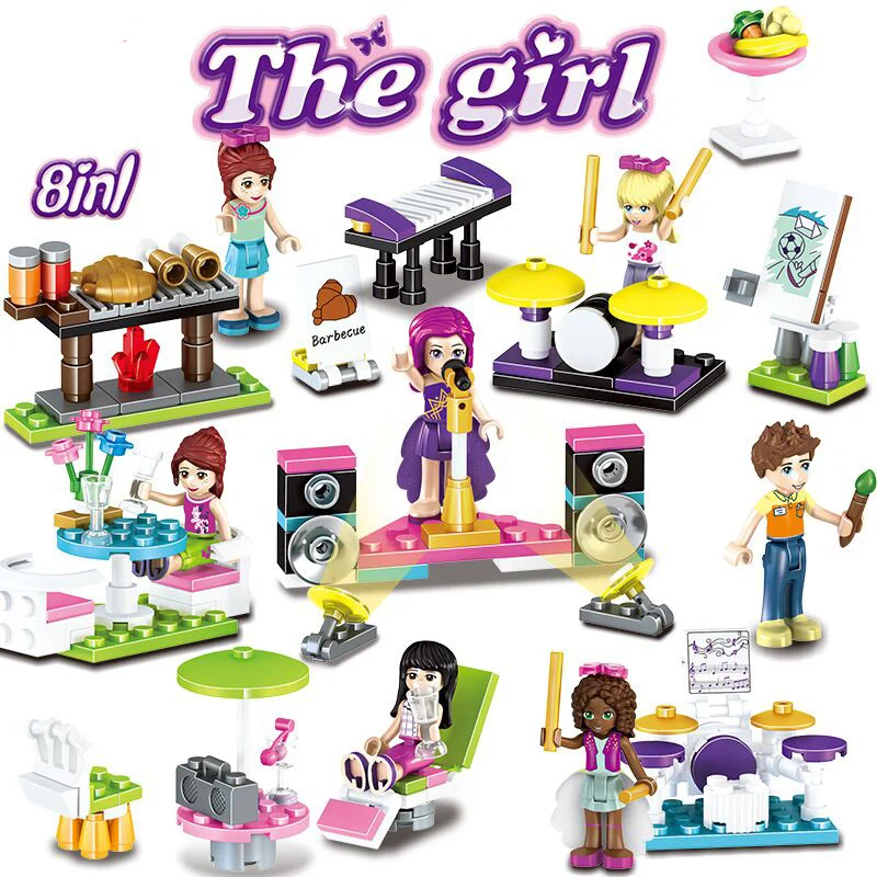 

Best Girl Building Blocks LELE 37078 Compatible with LegoINGly Friends Pop Star Music House 8pcs Girls Figure Bricks Toy 79199