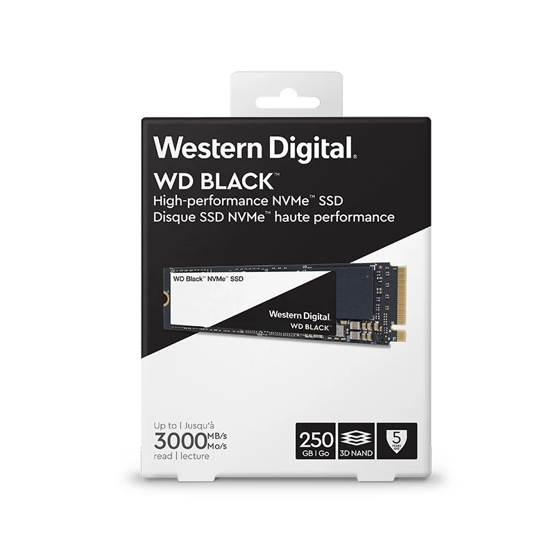 WD Black PCIe Gen3* 4 250 ГБ M.2 2280 SSD WDS250G2X0C твердотельный диск 3000 МБ/с. для портативных ПК Ноутбук