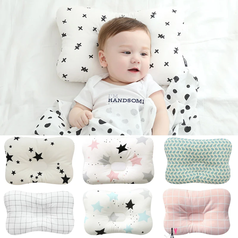 

Newborn Baby Infant Cotton Memory Shaping Pillow Positioner Prevent Flat Head Anti Roll Soft