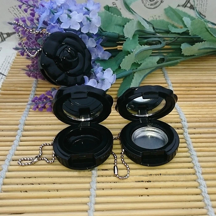 80pcs/lot 20.5mm Eyeshadow Compact Empty Powder Case with Mirror Black Flower Shape Cosmetic Container Aluminum Pan | Красота и