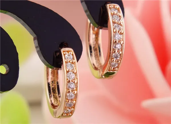 

SHUANGR 1pair=2pcs Gold Filled Trendy AAA Cubic Zirconia Tiny Cool Women's Hoop Earrings TD407