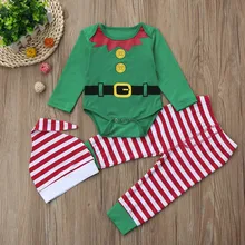 Милый костюм детская одежда Рождественский взрывной Комбинезон для маленьких мальчиков и девочек+ штаны+ шапка, комплект одежды в западном стиле