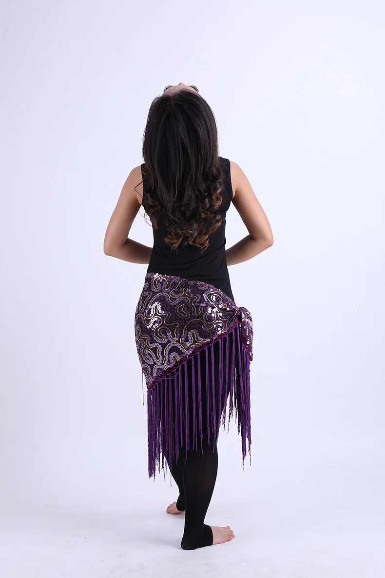 Женский костюм для танца живота треугольный хип шарф бахрома с блестками пояс с кистями 7 цветов