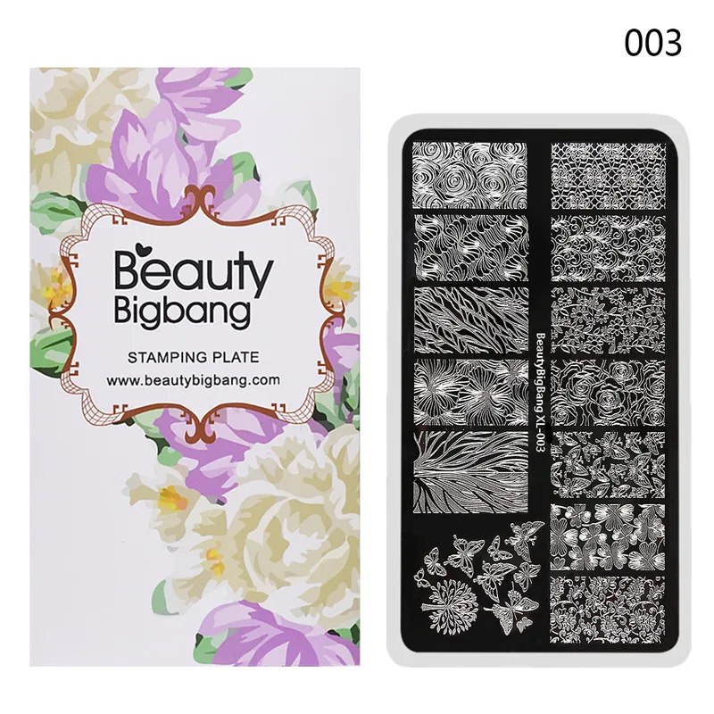 BeautyBigBang 6*12 см 10 шт. штамповочные пластины для ногтей Набор для украшения ногтей прямоугольник лето цветок шаблон штамповочной пластины с сумкой