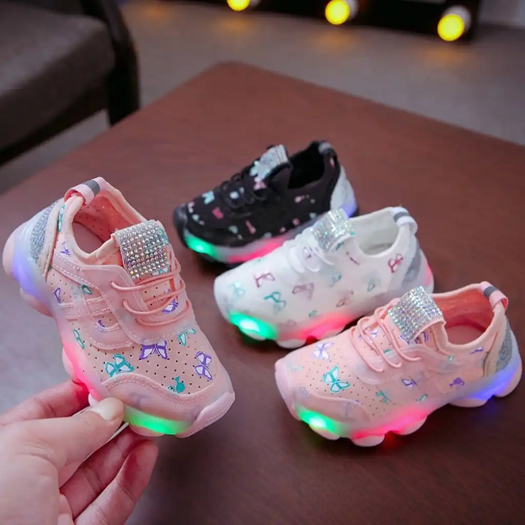 2019 nuevos zapatos led para ninos zapatos florales para ninas con luces led zapatillas brillantes para ninas pequenas zapatos informales
