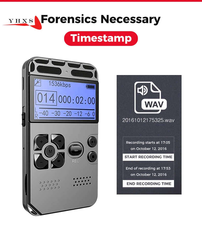  Portatile HD Studio Digital Audio Audio Voice Recorder Dittafono WAV Lettore MP3 Penna di Registraz