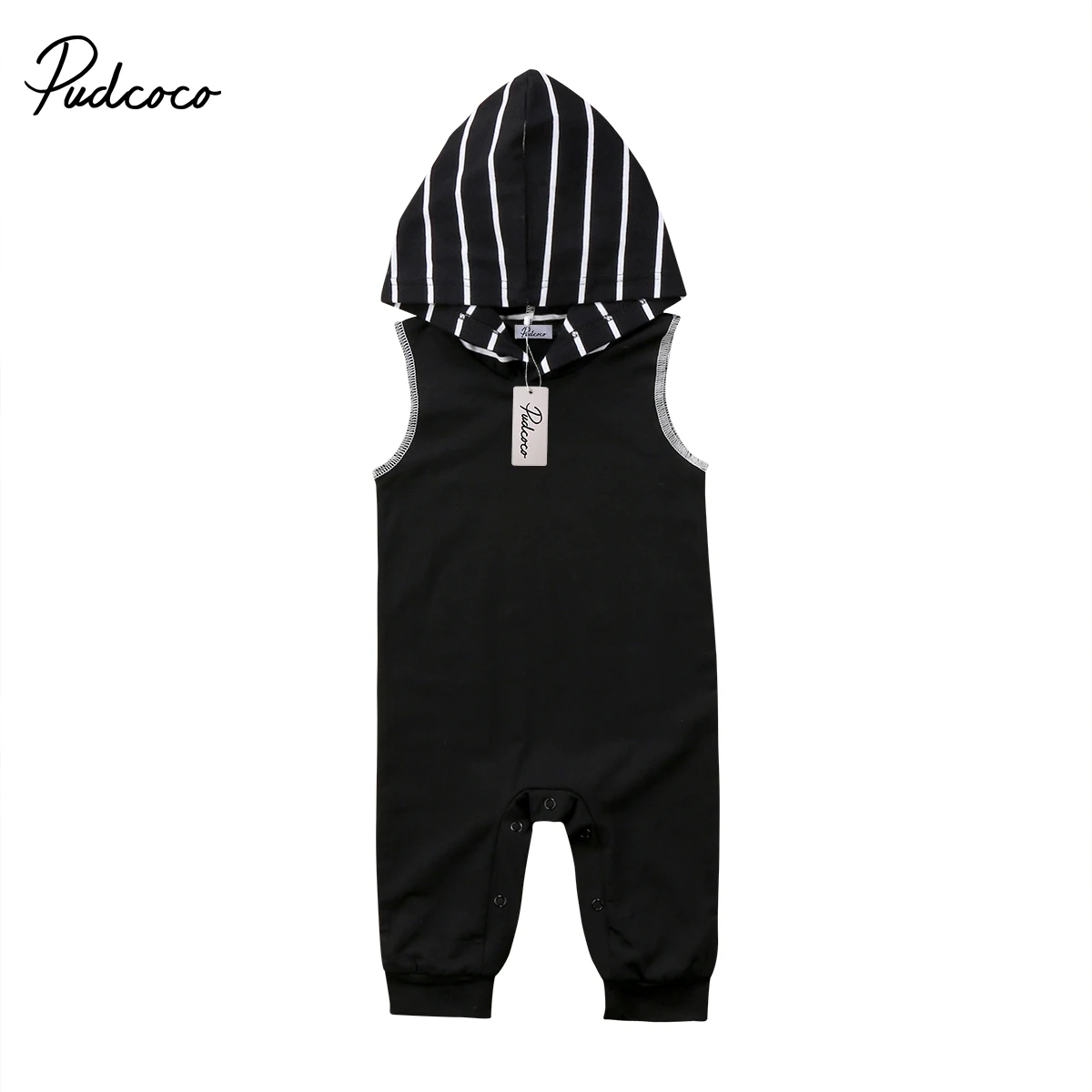 

2018 Brand New Newborn Toddler Baby Infant Boys Romper Hooded Jumpsuit Sleeveless Sunsuit Outfits Striped Clothes Casual Set