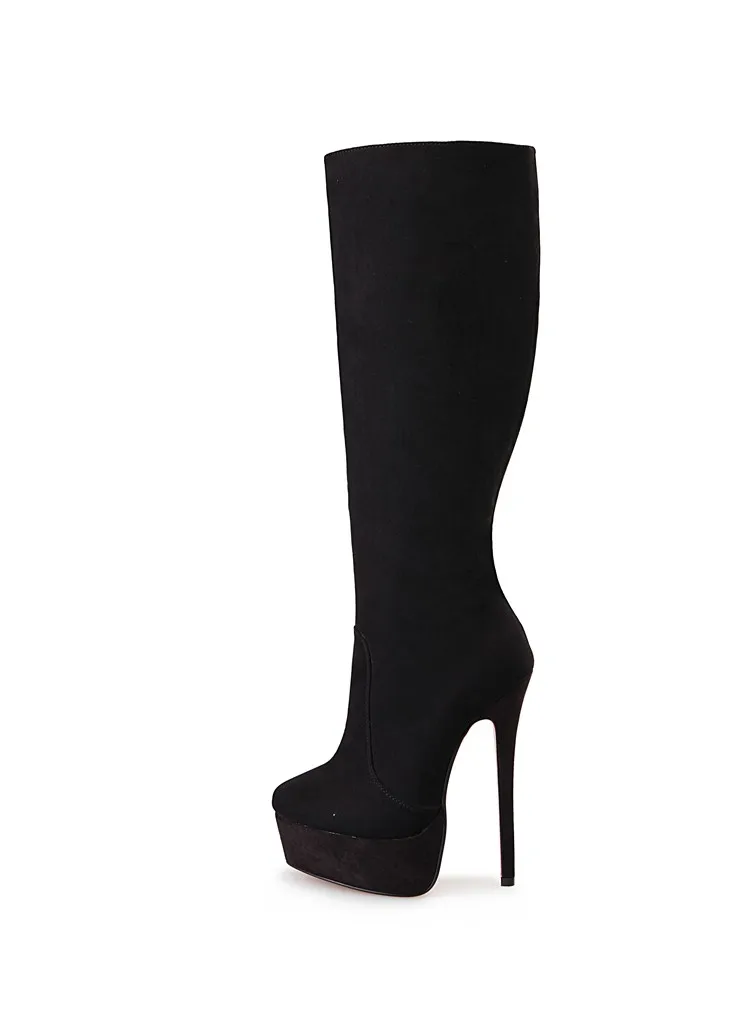 SDTRFT botas mujer; пикантные женские сапоги до колена; 16 см; шпильки на шпильке; круглый носок; обувь на платформе в байкерском стиле; женские туфли-лодочки; US16 17