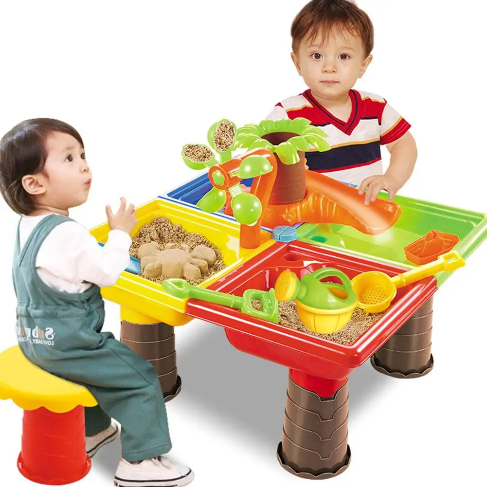 Kids Sand Pit Set Beach Sandpit Table Water Outdoor Garden Play Spade Tool Toy Play Home Beach Table Toys